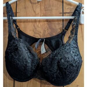 Vassarette Bra Womens Size 38C 38 C Underwire Black Lace 75-320 Padded UW